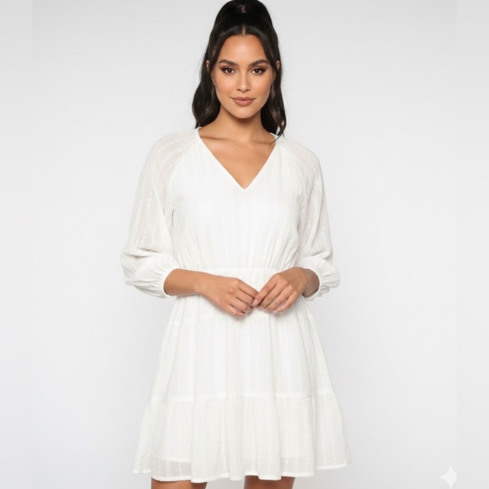 Express Elegant white  Long Sleeve Dress